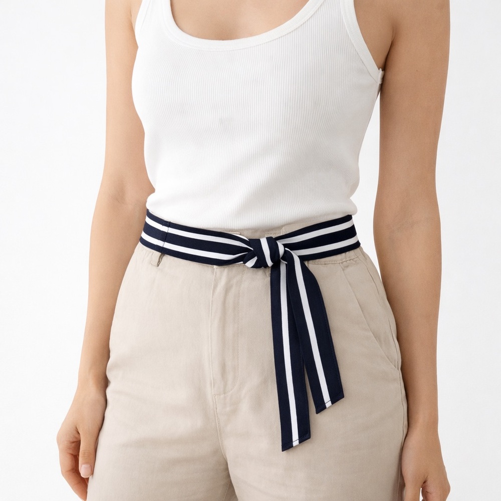 Striped Navy and White Belt